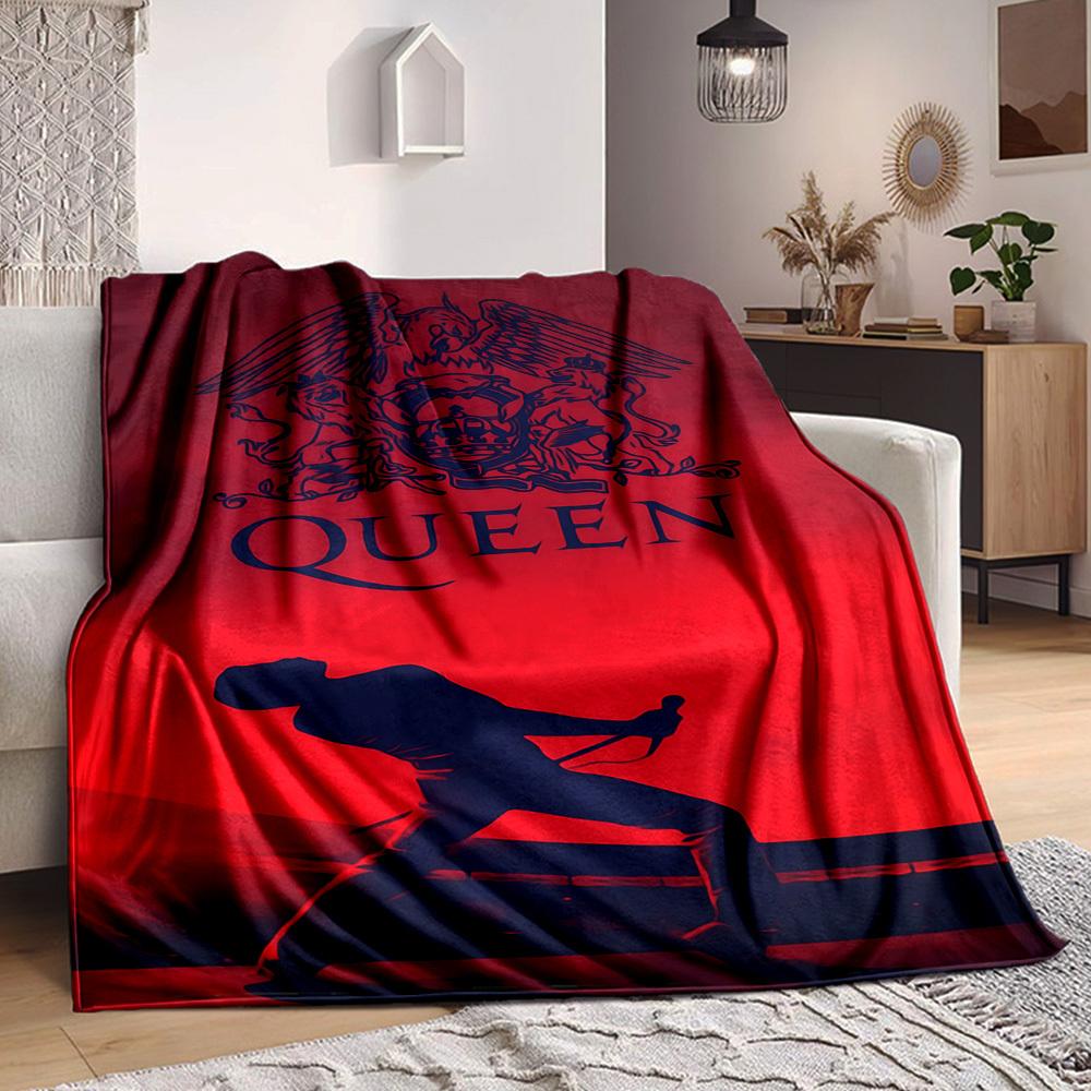 1pc Queen Band Logo Blanket Lightweight Flannel Blanket Throw Blanket For Sofa, Bed, Travel, Camping, Livingroom, Office, Couch