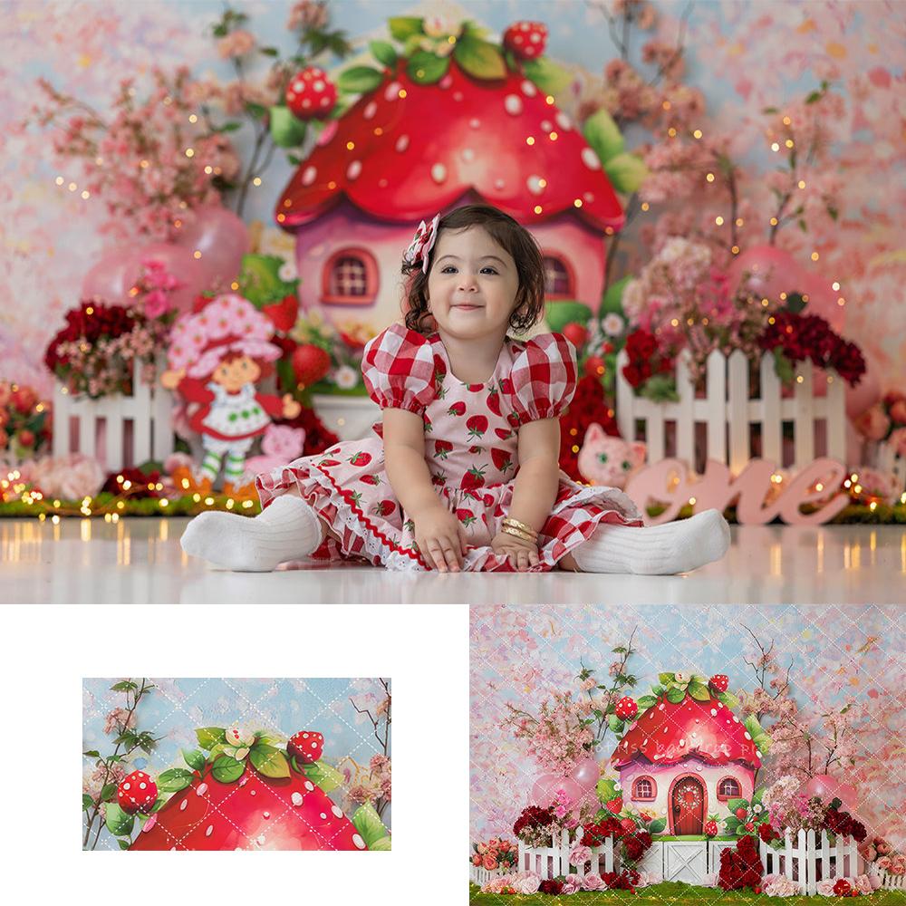 Floral Sweet Berry Chalet Backdrops Kids Baby Birthday Cake Smash Props Child Photocall Garden Backgrounds