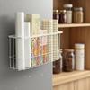 Wall Mounted White Metal Storage Basket Large Capacity No Drilling Self Adhesive Holder for Kitchen Bathroom Kids Room