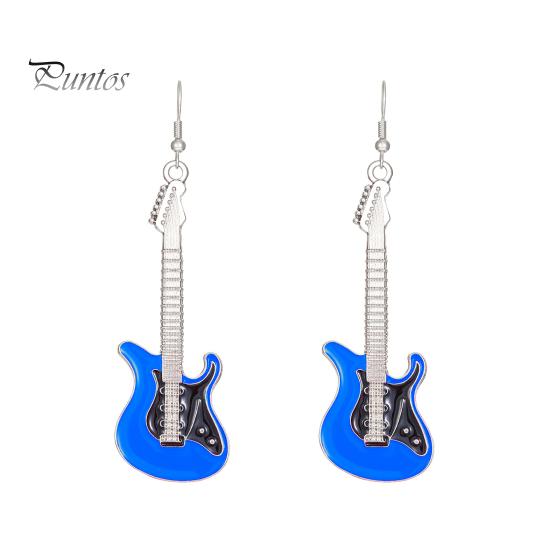 1 пара женских модных серег, привлекательная тонкая работа, индивидуальный шик, нежная повседневная одежда, серьги-капли из сплава, электрогитара, поставка свиданий