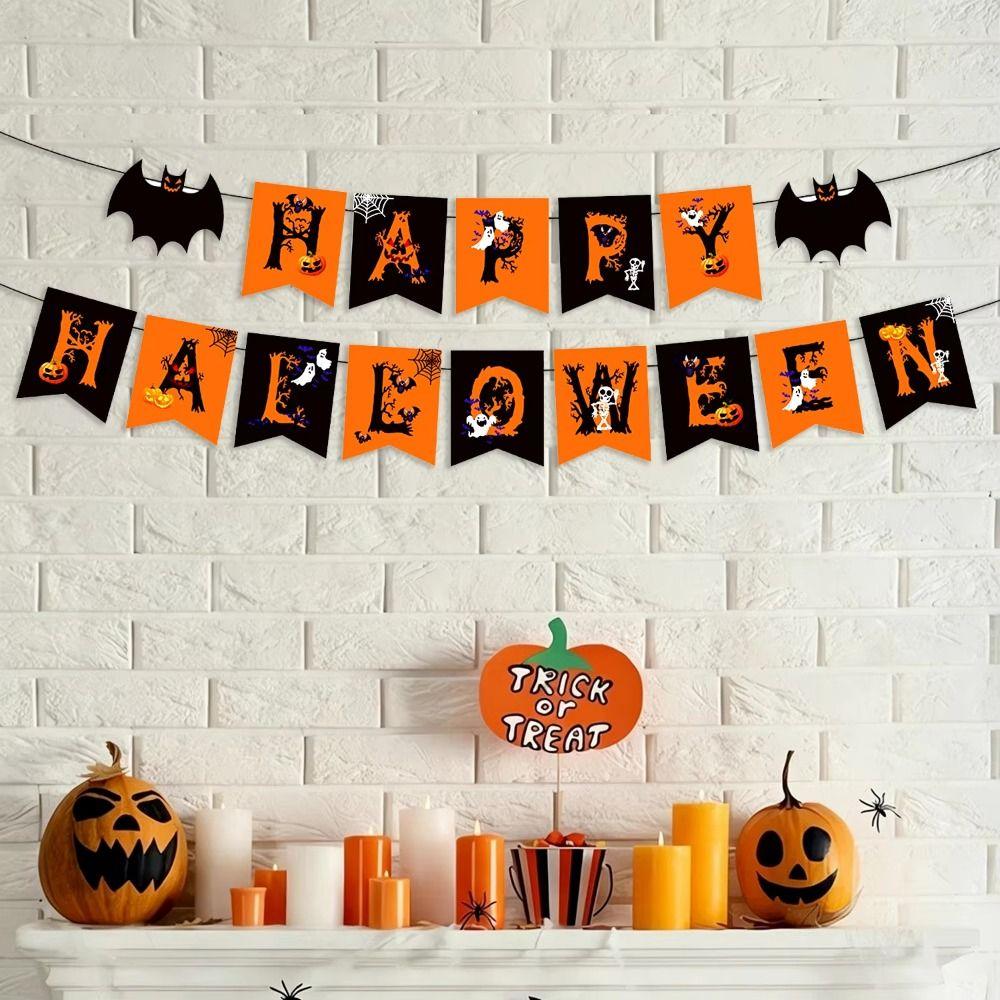 5Pcs/Set Halloween Flag Halloween Bunting Creative Halloween Hanging Decoration Party Scene