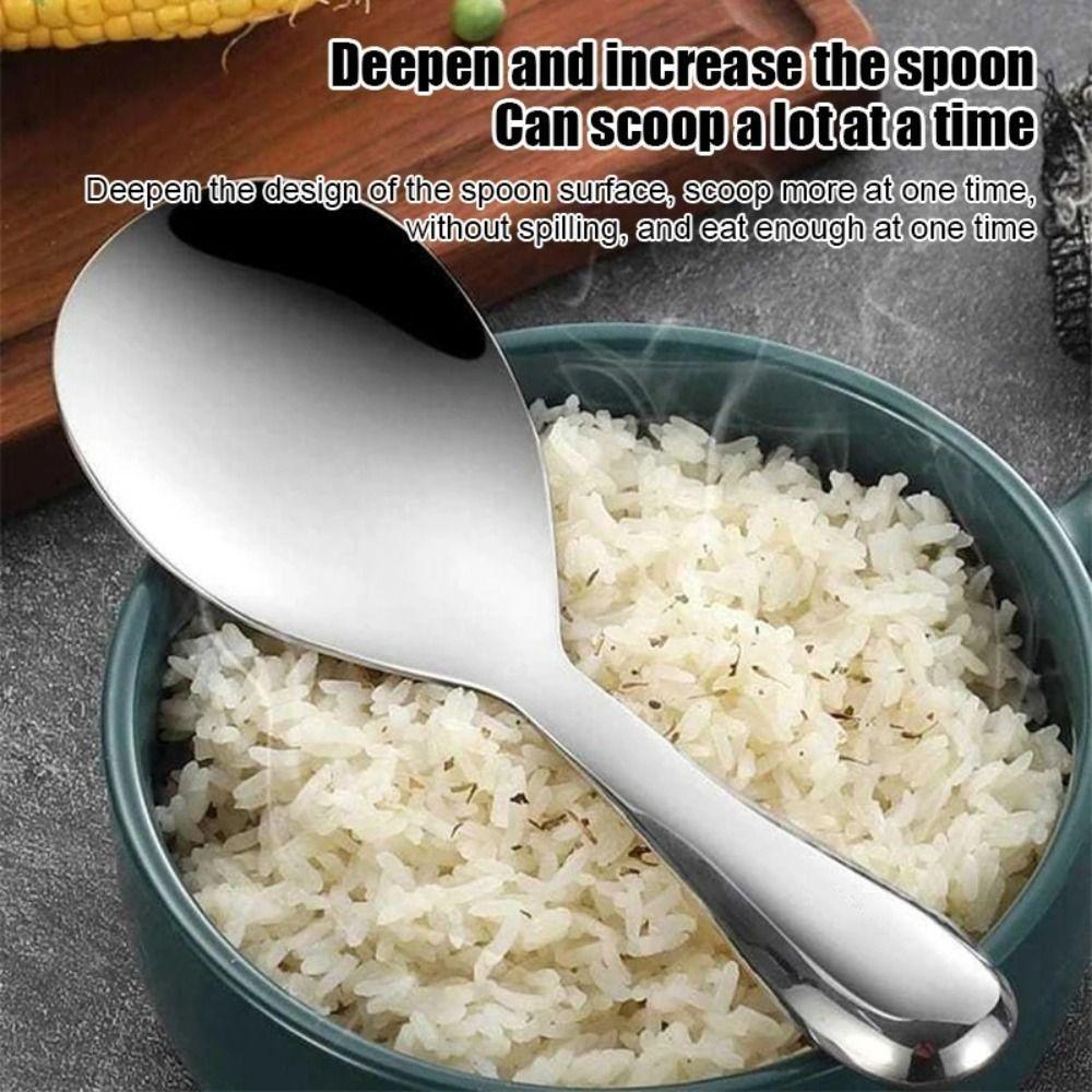 Household Non-stick Rice Spoon Stainless Steel Rice Spoon Easy to Clean Canteen Serving spoon