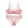 "Ultra-Thin Lace Bra Set for Large Busts - Anti-Sagging, Transparent, Sponge-Free Design"