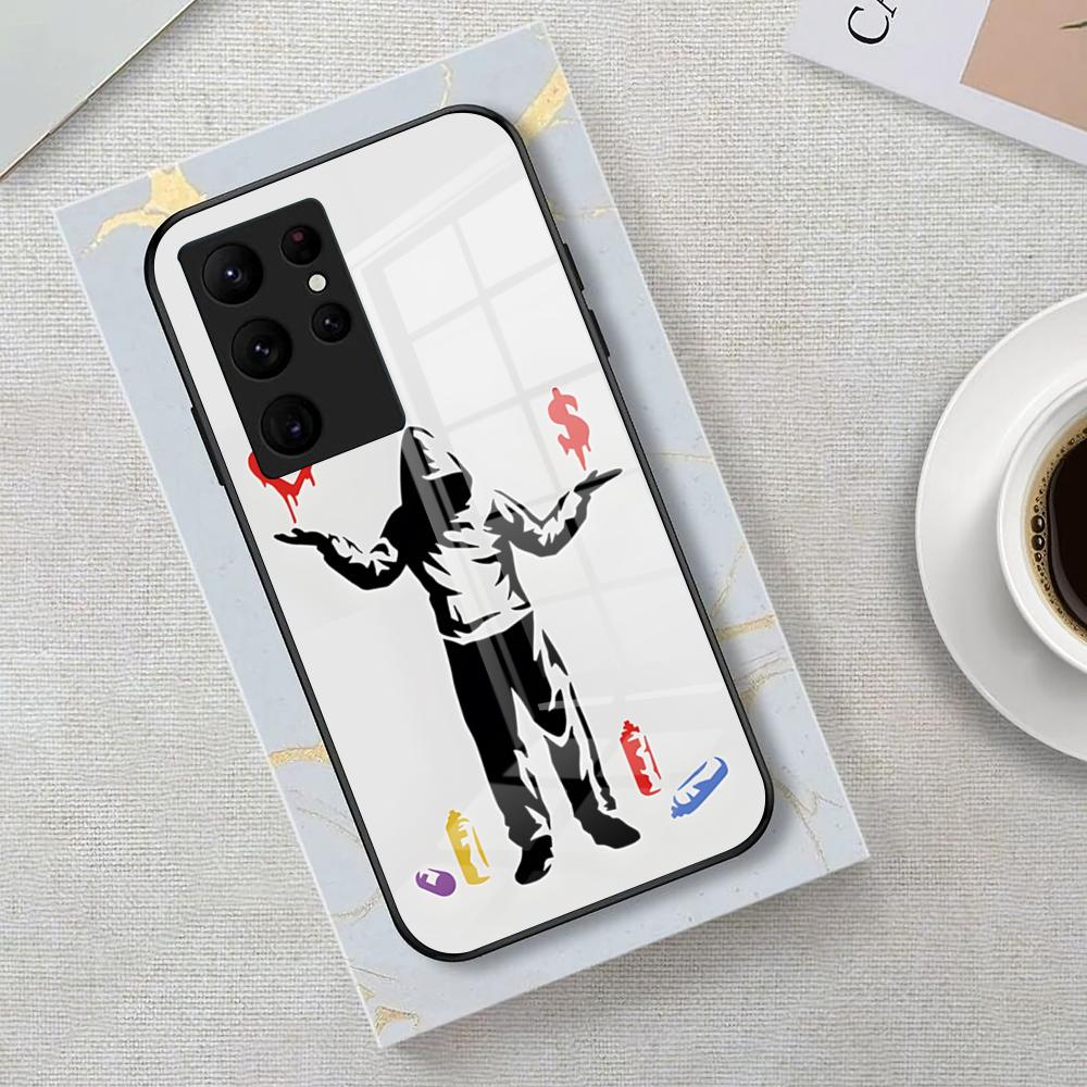 Чехол для телефона Street Art B-Banksy Graffiti для Samsung S26 S25 Edge Ultra 23 22 21 20 Ultra Plus S24 Fe Стеклянная крышка