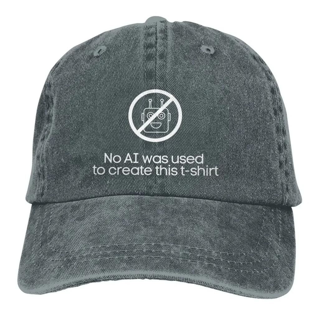 Стираная мужская бейсболка AI Vs Human No Trucker Snapback Ковбойские кепки Dad Hat ChatGPT Golf Hats