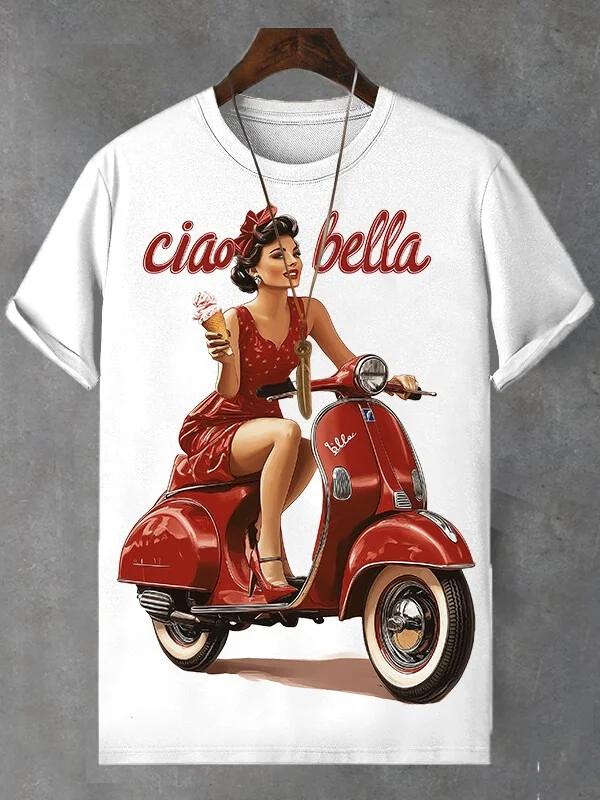 Летний Новый Модный Тренд Футболка Ciao Bella С Принтом Букв Простые Повседневные Футболки с Коротким Рукавом Streetwear Унисекс Футболки Y2k Топы