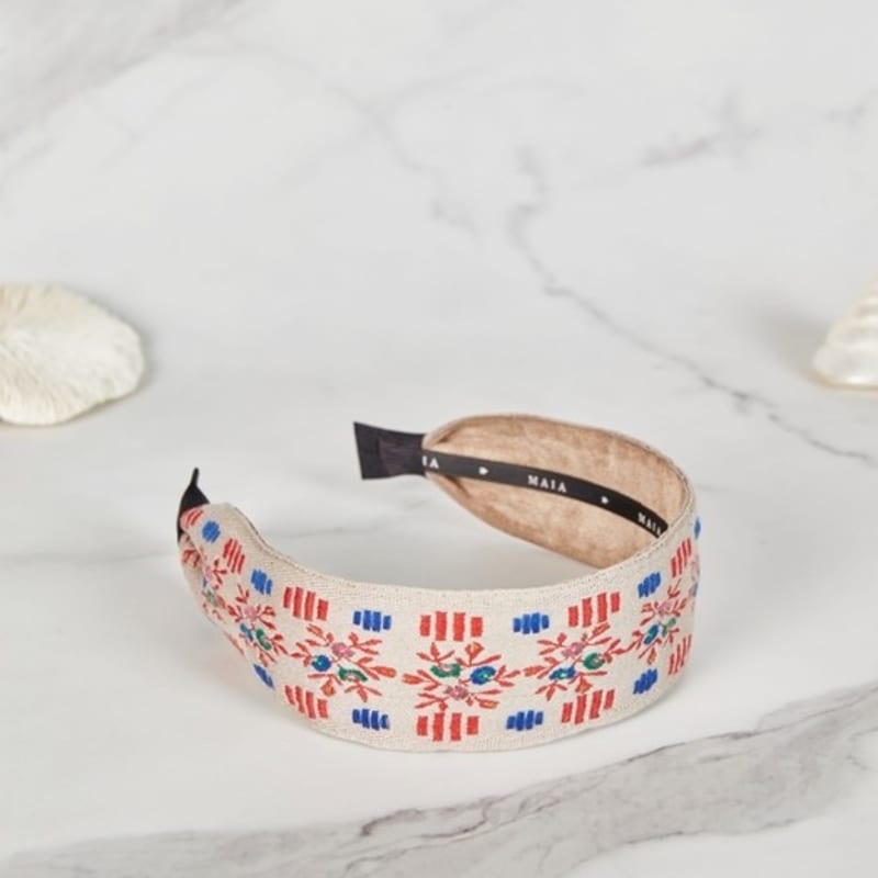 MAIA Garden Жаккардовая повязка для волос - Однотонная бежево-розовая