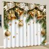 2 Panel Christmas Golden Bell 3D Digital Printed Curtain Classic Style Polyester Curtain, Bedroom Living Room Floor Curtain