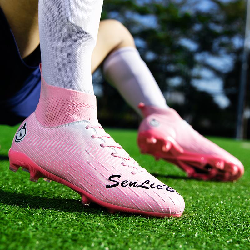 Мужские высокие футбольные бутсы, цветные уличные спортивные футбольные бутсы с длинными шипами, большие размеры, детские футбольные бутсы для молодежи