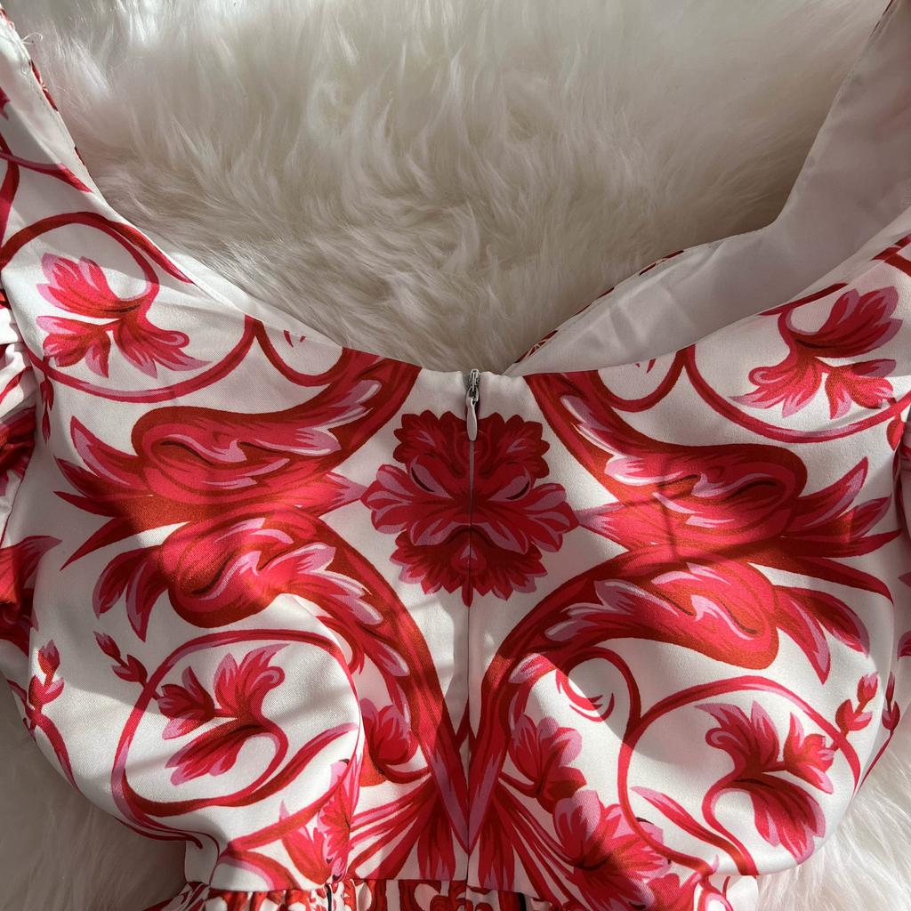 Summer Women V-neck Print Long Maxi Holiday Beach Dresses