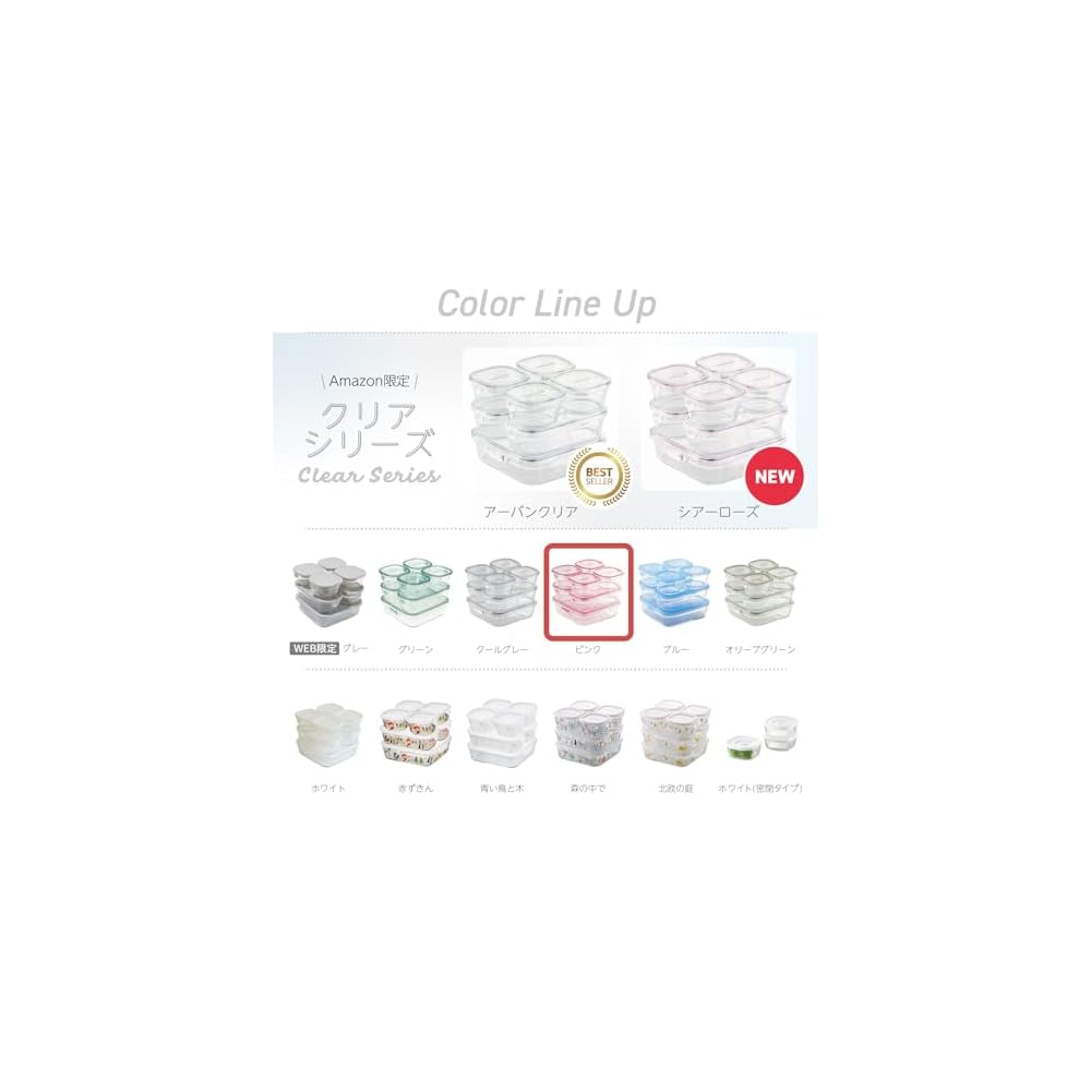 Iwaki Heat-Resistant Glass Storage Containers, Microwave and Oven Safe, Size S, 450ml x 4-P, Pink,