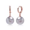 E473 12mm Light Gray Pearl Rose Gold One-Touch Earrings