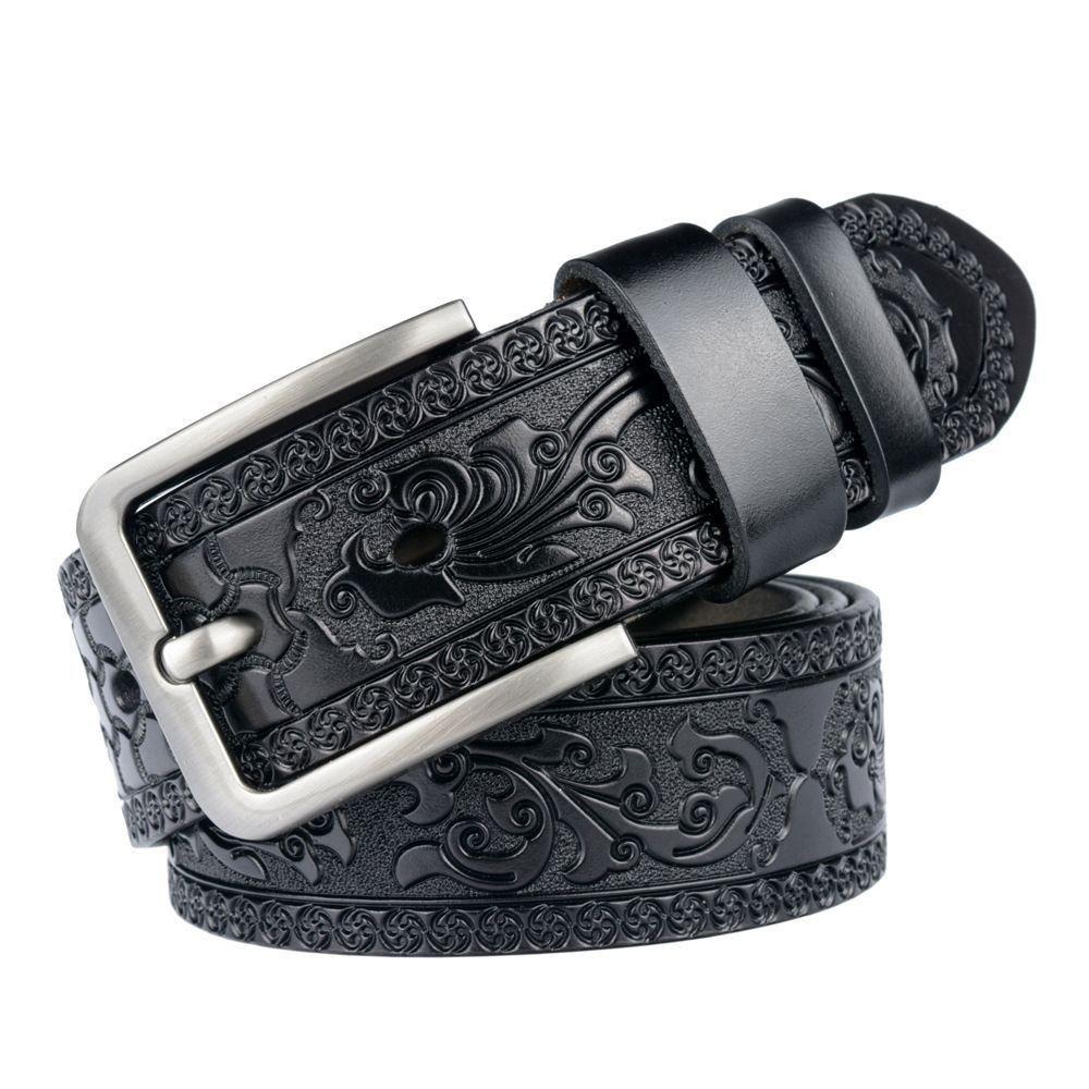 PU Embossed Leather Belt Embossed Waistband Retro Women's Faux Leather Belt