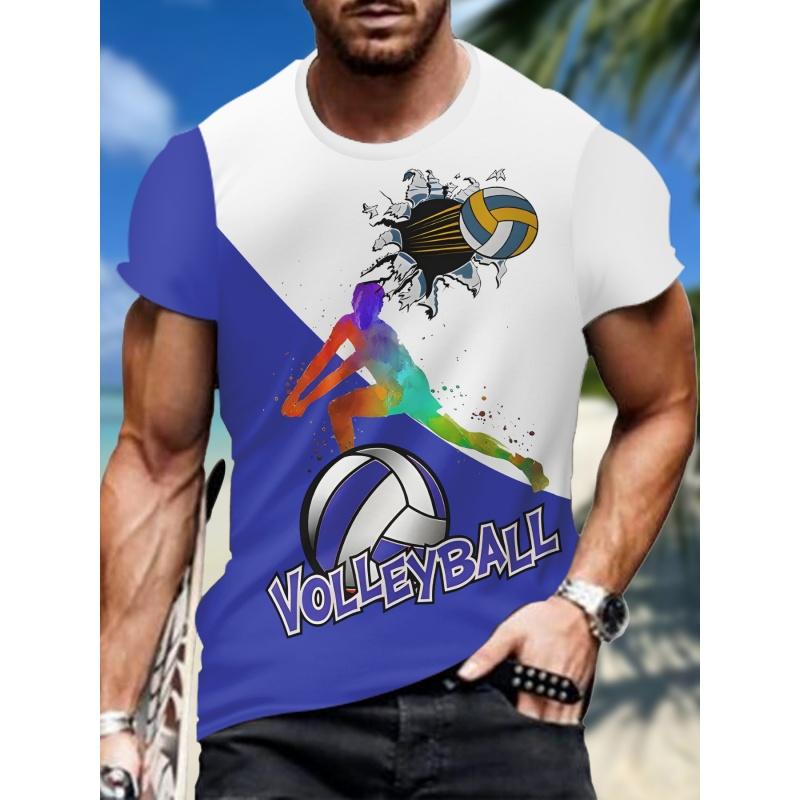 Волейбольные майки Футболки для мужчин и женщин Футболки с 3D-принтом Bounce The Ball Свободные топы с круглым вырезом Спортивная форма Футболки с короткими рукавами