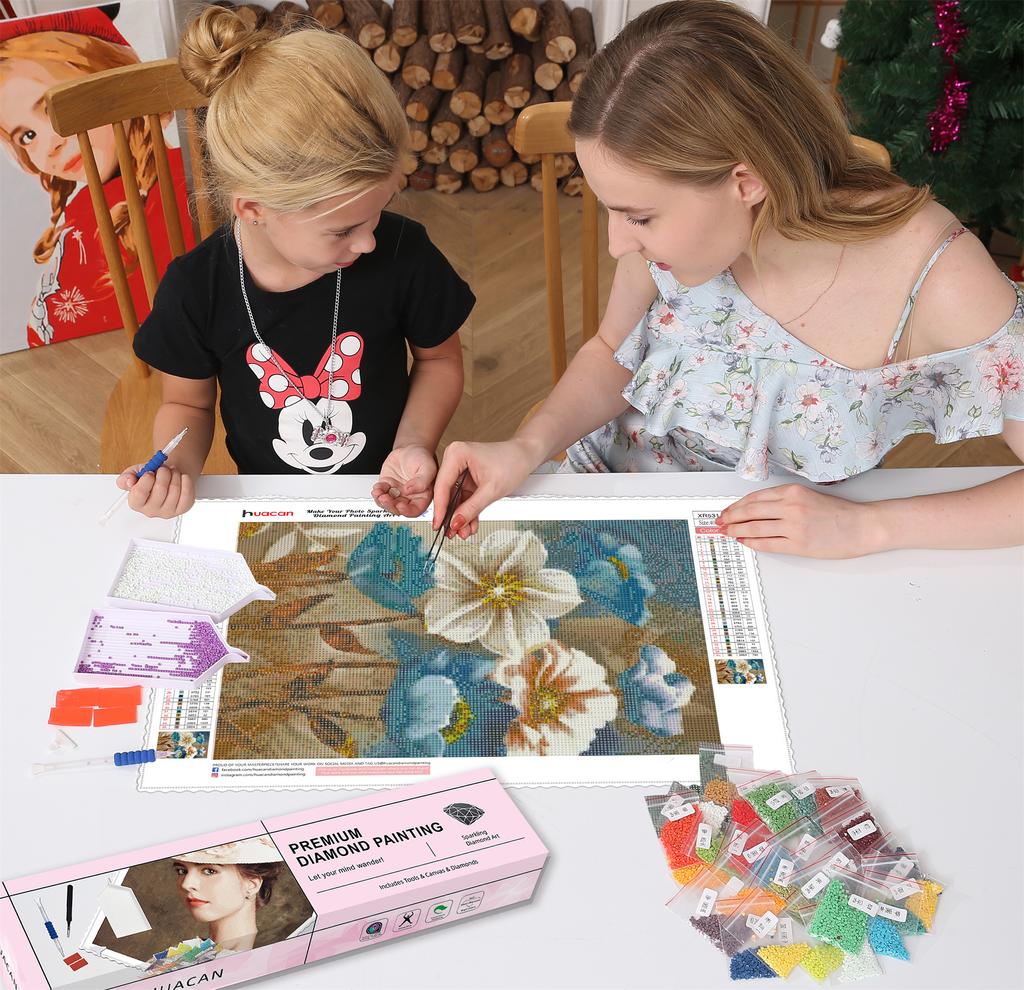 HuaCan Алмазная картина DIY Набор Цветы Картина Полный круглый дрель Мозаика Цветочные картины Вышивка Домашний декор