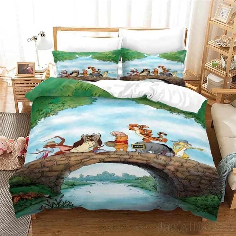 Winnie The Pooh Piglet Honey Pot Cartoon Duvet Cover Set HD Comforter Cover for Kids Bedding Sets Bedclothes Bedroom Decor