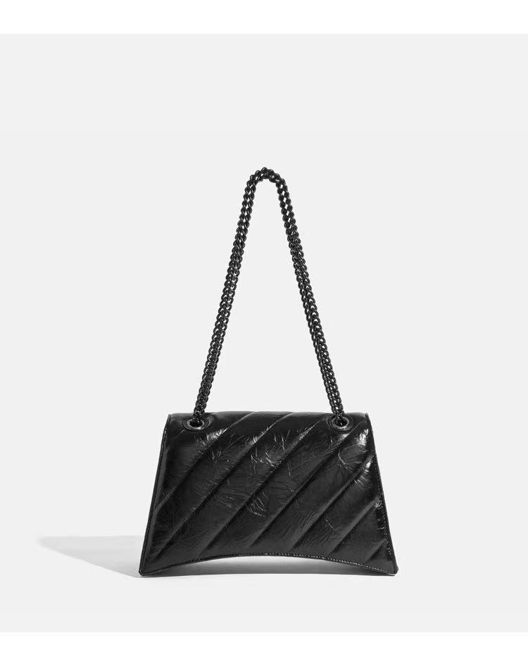 Сумка из коровьей кожи с плиссировкой в форме песочных часов и бриллиантами, весна/лето 2023 г., с пряжкой-цепочкой в форме буквы B — женская сумка через плечо/через плечо