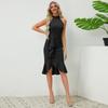 Women's Sexy Package Hip Slim Standing Collar Sleeveless Ruffle Fishtail Dress Dresses