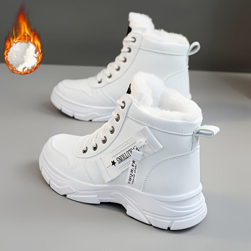Теплые и удобные женские зимние ботинки с боковой молнией и флисовой подкладкой, водонепроницаемая обувь