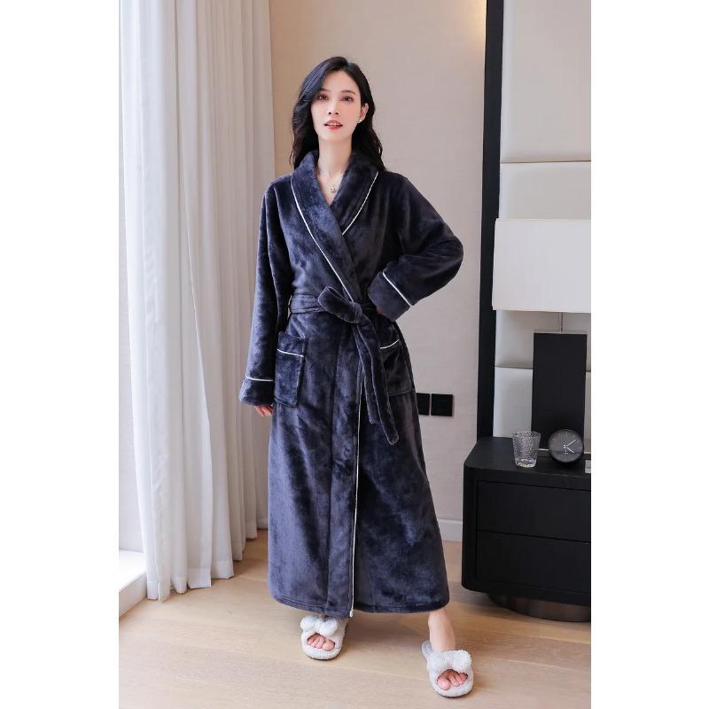 Мужские и женские зимние теплые халаты, пушистый флисовый халат, длинная пижама, домашний халат, пушистый халат для отеля и спа