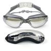 Swimming Goggles with Attached Earplugs Anti-Fog No Leaking Comfortable Electroplated Swim Goggles with Box for Adult Women Men Youth