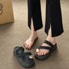 Women's summer 2025 new fashion versatile metal thick bottom comfortable casual foot cold slippers