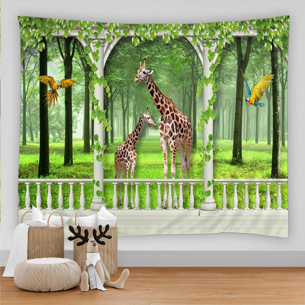 Идиллический гобелен с цветами, бабочками, зелеными растениями, настенный гобелен в стиле хиппи, мандала, покрывало, богемное искусство, декор для дома и комнаты