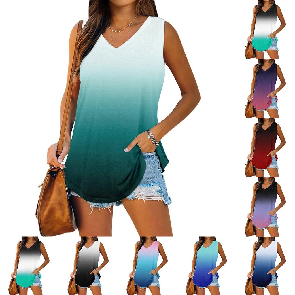 Женские майки больших размеров с V-образным вырезом, летние майки, свободные топы без рукавов