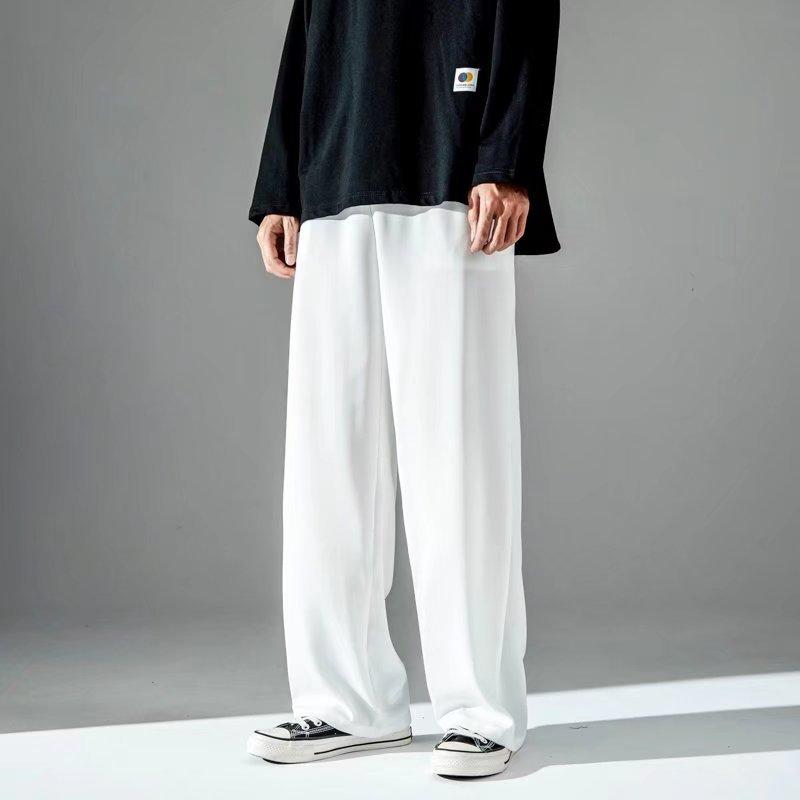 Ледяные брюки мужские свободные прямые вертикальные однотонные простые молодежные повседневные брюки