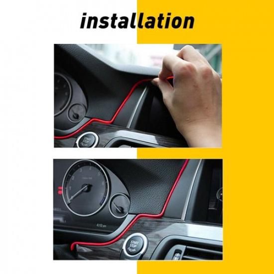 Red 2M LED Car Interior Decor Atmosphere Wire Strip Light Lamp Car Accessories