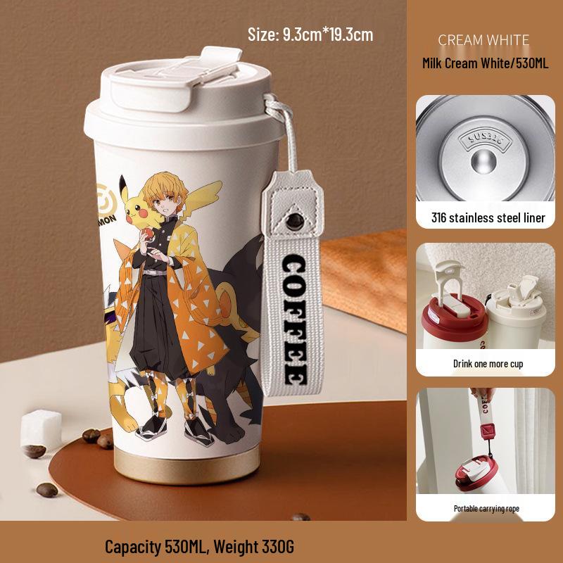 Кружка-термос с трубочкой из нержавеющей стали «Клинок, рассекающий демонов» Агацума Зеницу