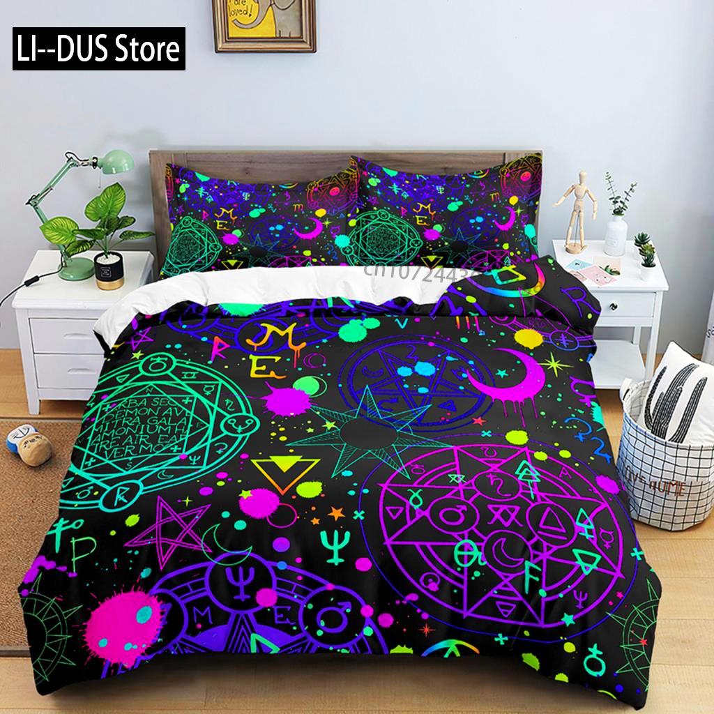 Comforter Neon Color King Rainbow Gradient Pumpkin Bedding Set Microfiber Halloween Theme Twin Comforter