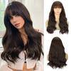 Long Wavy Wigs Synthetic Wig With Bangs Natural Looking Heat Resistant Wig For Women Daily Party Use