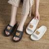 Women Summer Slippers Sandals New Fashion Bear Printed Shoes Thick Bottom Flat Solid Color Buckle Strap Mule Slippers Shoes