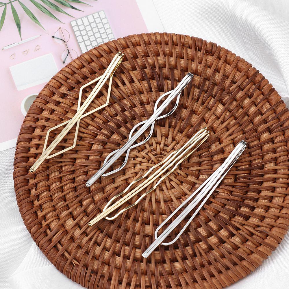 4pcs/set New Metal Hair Accessories Geometry Hair Clip Barrettes Girls Hairgrips Geometric Rhombus