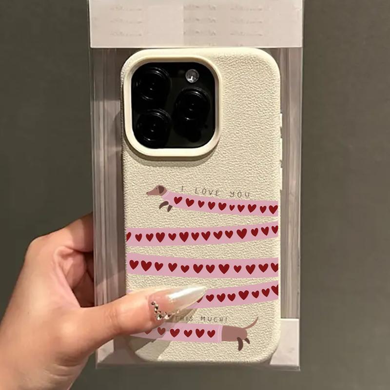 Мультяшный Милый Чехол для Телефона с Рисунком Сердечка и Собаки для iPhone 11 12 13 14 15 16 17 Pro Max 16E 17Air 15 14 Plus X XR XS Защитный Чехол