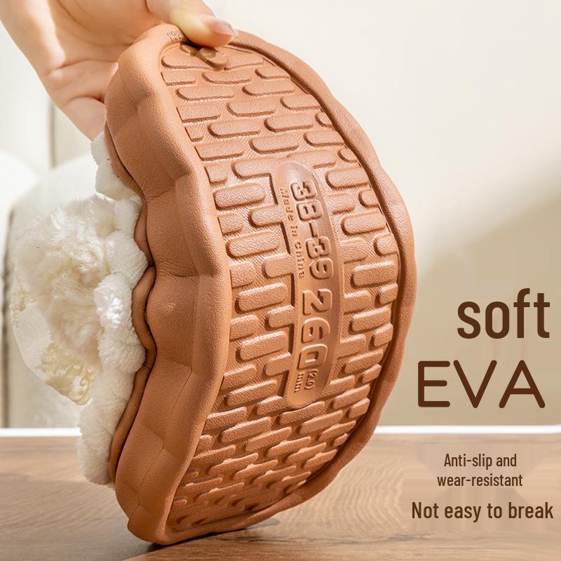 Женские зимние теплые пушистые хлопковые тапочки с бантиком - Нескользящие послеродовые домашние