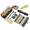 14-Piece Sushi Making Set with Natural Bamboo Mat, Sushi Bazooka, Bamboo Chopsticks and Sauce Dish for Beginners (Black)