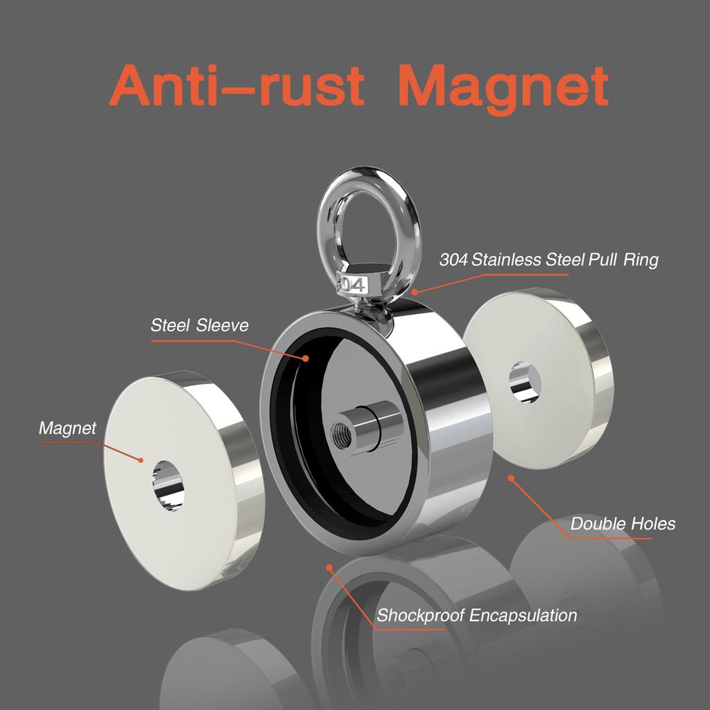 Сильный неодимовый магнит, двухсторонний поисковый магнит, крючок D74*28 мм, 400 кг