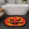 High-density Fluffy Floor Mat Halloween Bath Mat, Non-Slip Ghost Rug, Gothic Pumpkin Absorbent Non-deforming Bathroom Rug Washable Area for Front Door