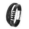 Fashion Classic Black Leather Braided Magnetic Buckle Bracelets for Men's Trendy Charm Casual Party Jewelry Gift