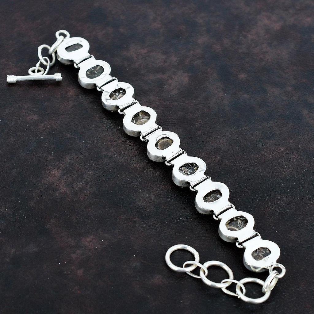 Браслет из агата туррителла, ювелирное изделие из драгоценного камня, браслет из стерлингового серебра 925 пробы, регулируемая цепочка, браслет ручной работы, совершенно новые ювелирные изделия, подарки для женщин