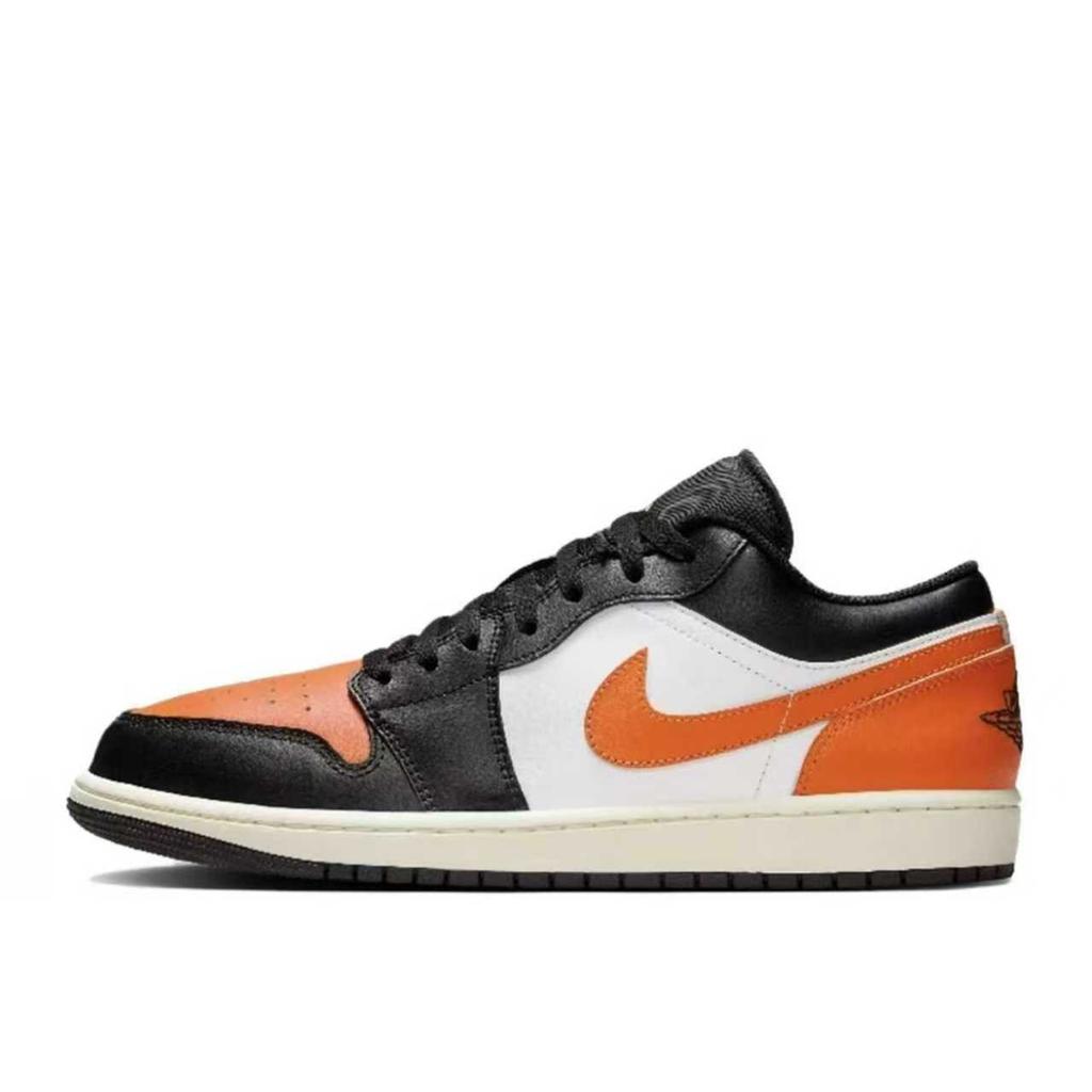 Jordan Air Jordan 1 Slip Resistant Abrasion Resistant Low top Vintage Basketball Shoes Unisex White Black 553558-081(Team661-)