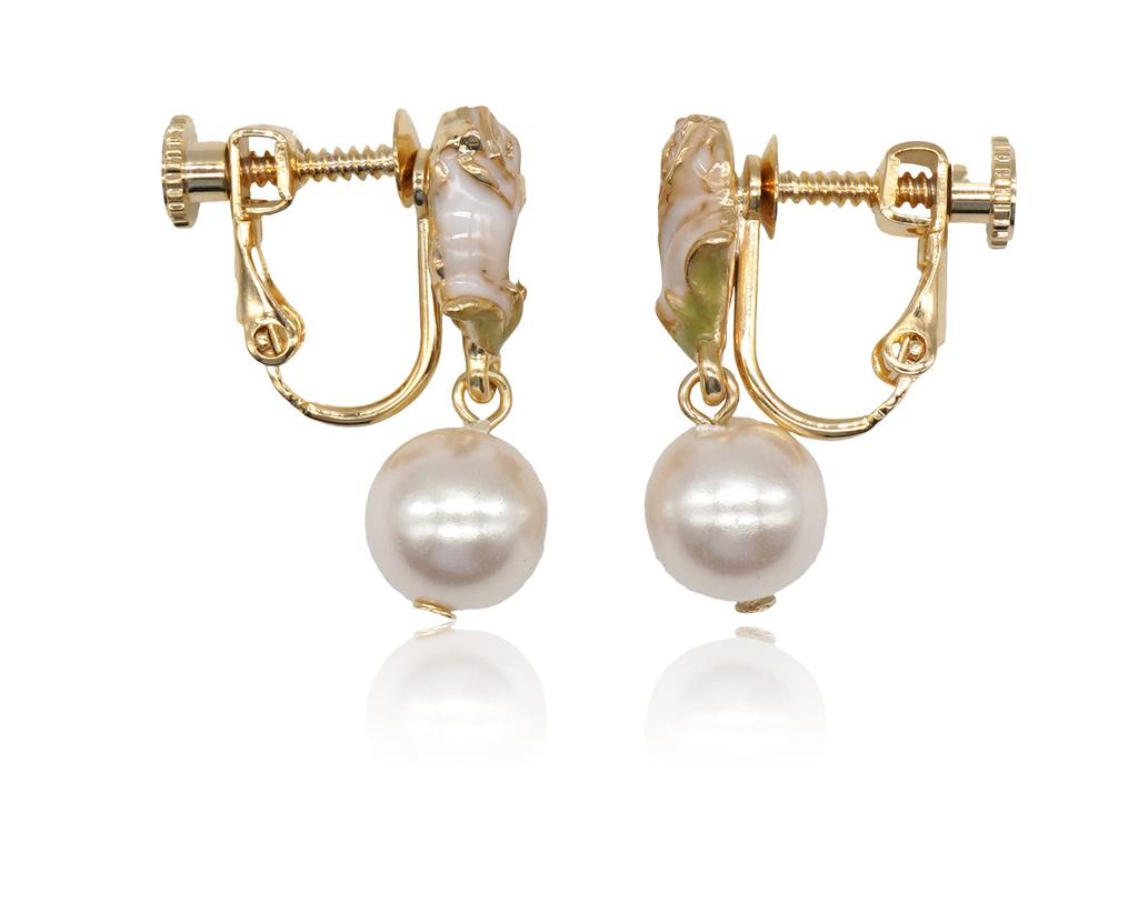 Аксессуары Серьги Розовые жемчужные бусины Белые 8 мм Цветок ручной работы Милые покачивающиеся и жемчужные бусины [Розово-белые]