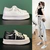 Leather Little White Shoes Women's Spring 2025 New Thick-soled Heightening Versatile Biscuit Shoes Women's Casual Board Shoes Muffin Shoes