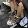 Niche Design Graffiti Belt Buckle High-top Board Shoes Women's 2025 Autumn New Versatile Sports Shoes Trousers Stacked Short Boots