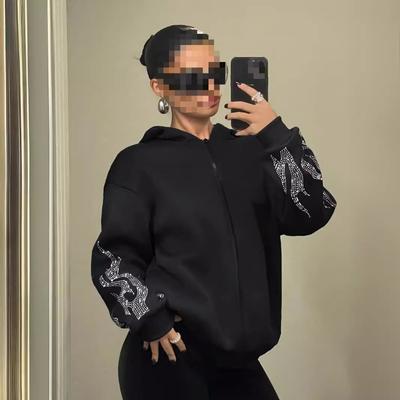 Осень и зима Y2K трендовый уличный худи свободного кроя с капюшоном на молнии и горячим тиснением пламени для мужчин и женщин