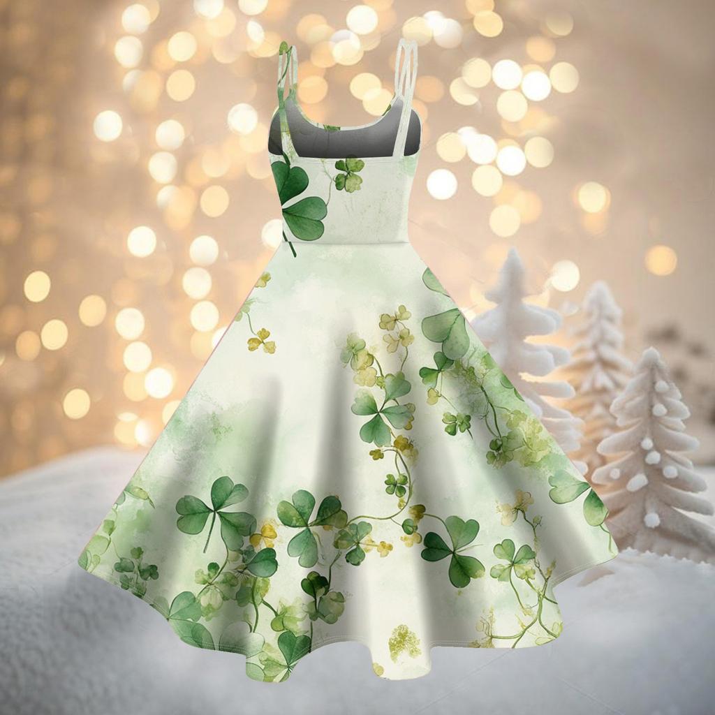 Women's Fashion St. Patrick's Day Printed Sexy Strapless Gothic Cocktail Dress Punk, Vintage Dress.