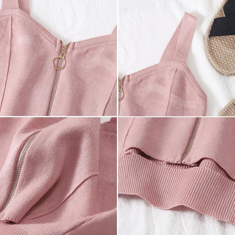 ITOOLIN Y2K Женские майки с застежкой-молнией и летними трикотажными топами с отверстием Женский укороченный топ для женщин Лето