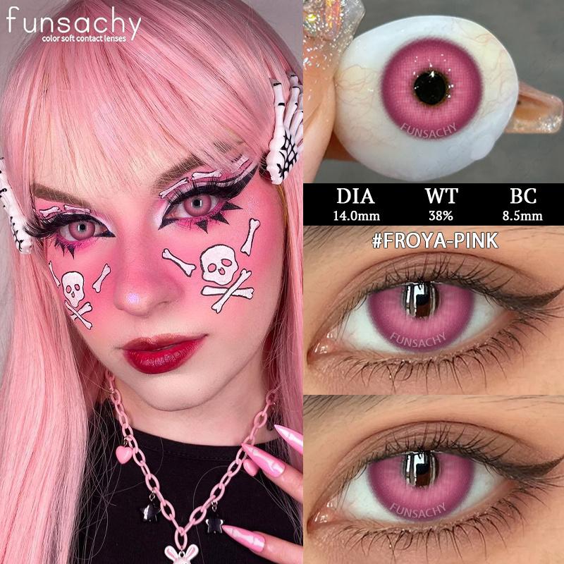 FUNSACHY Blindness Black Cosplay Contact Lenses for Eyes Halloweeen Party Makeup Eye Contacts Yearly Use Beauty Pupils Cosmetics